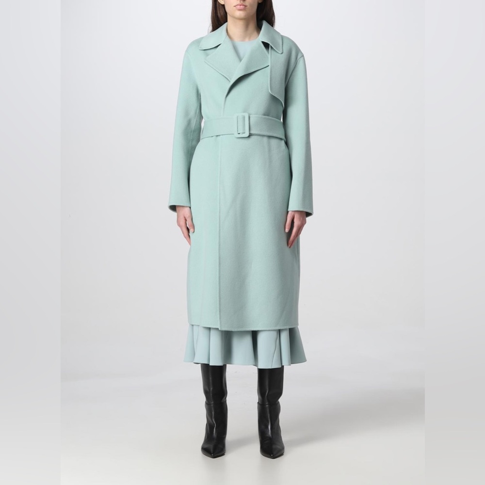 Theory Wool Cashmere Belted Coat Mint Green